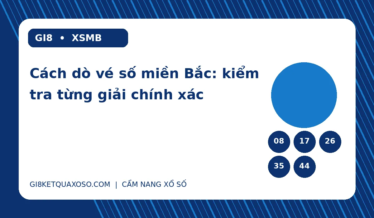 Minh hoạ hướng dẫn dò vé số miền Bắc; các số trang trí không phải kết quả quay